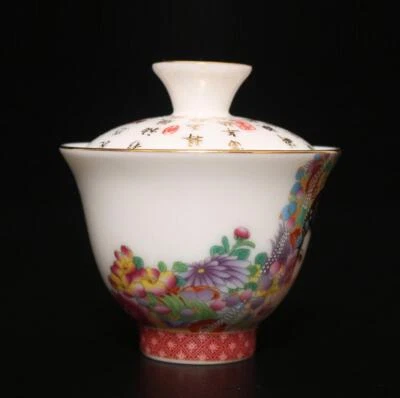 Signed Chinese Famille Rose Cups W/ lady