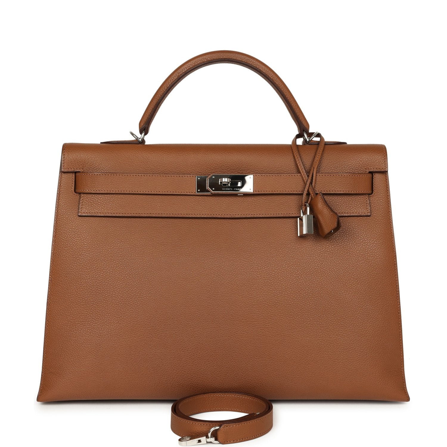 HERMÈS Kelly Sellier 42 Maxi Alezan Buffalo Palladium Hardware