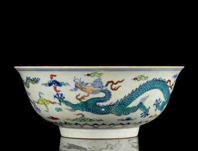 Chenghua Singed Old Chinese Doucai Bowl W/dragon N1297