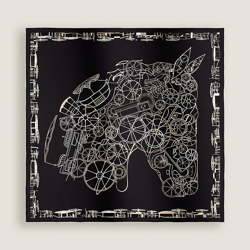 Complication Equestre embroidered scarf 90