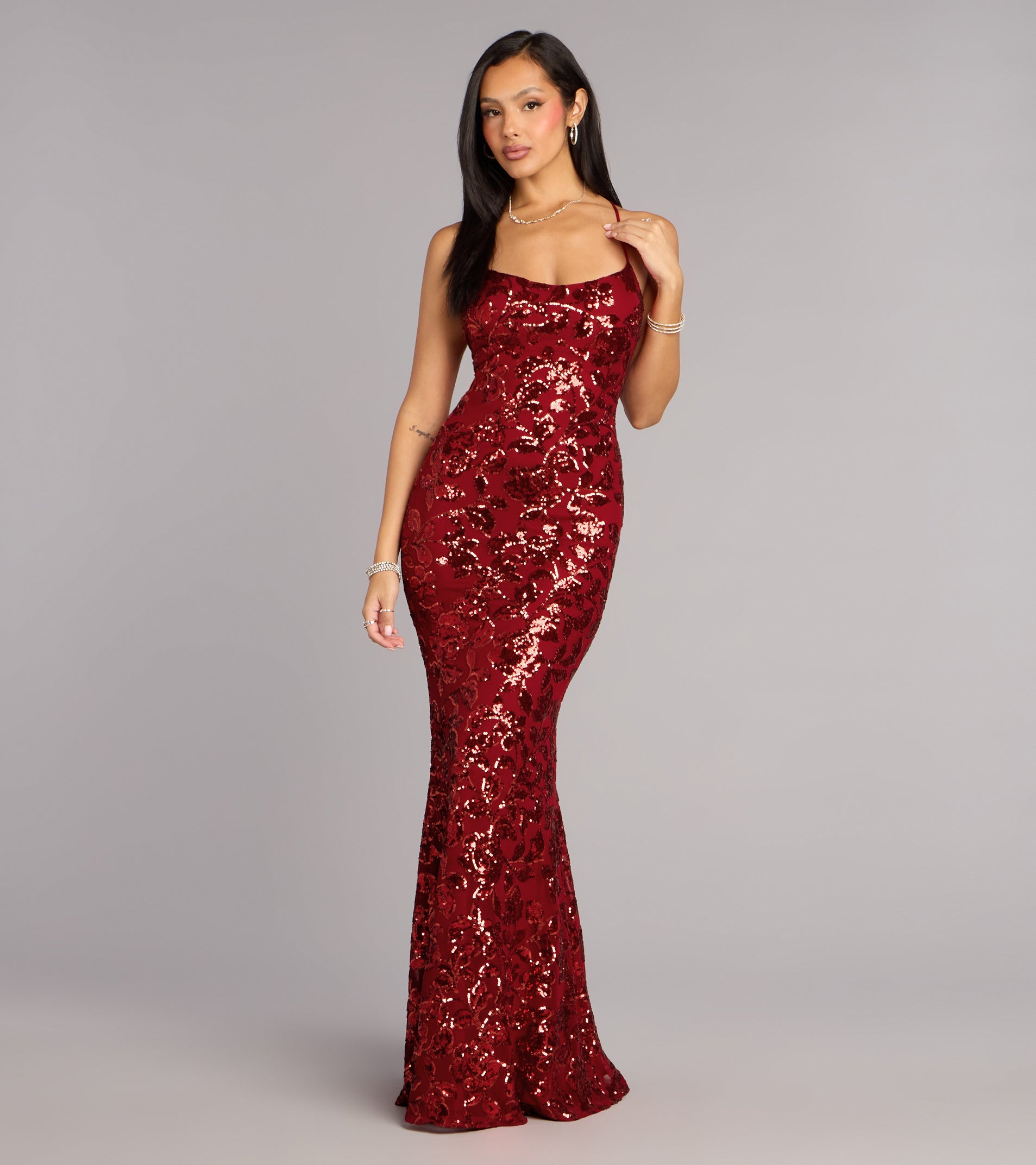 Sequin Strappy Mermaid Formal Dress