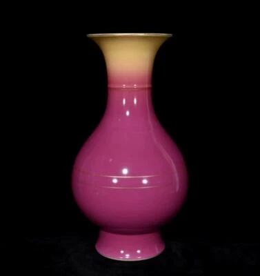 33CM Yongzheng Signed Old Chinese Carmine Glaze Vase N430