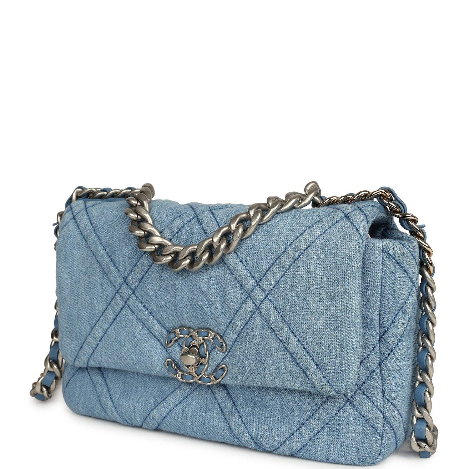 Chanel Medium 19 Flap Light Blue Denim Mixed Metal Hardware