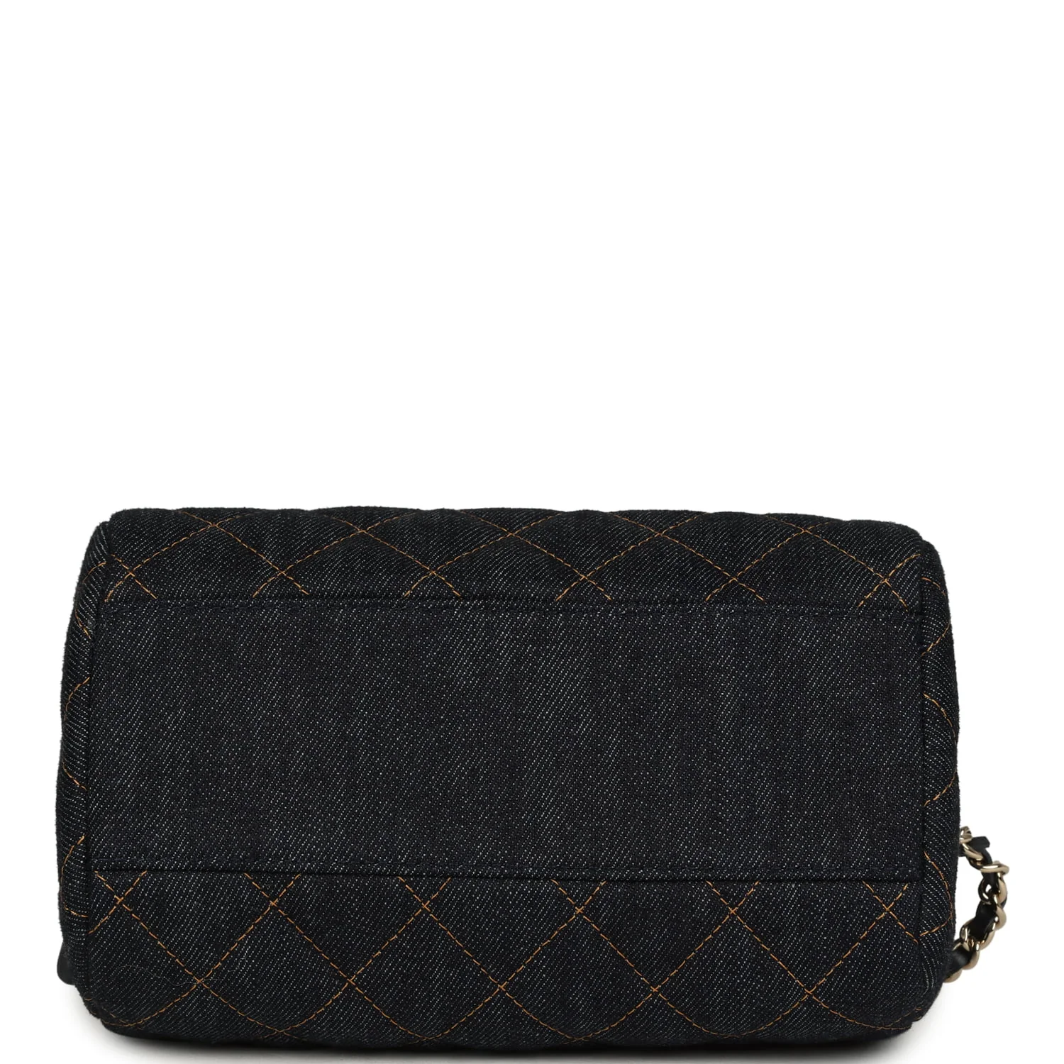 Chanel Mini Timeless Classic Barrel Bag with Chain Dark Blue Denim Light Gold Hardware