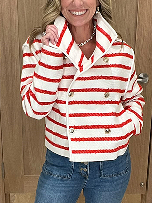 NEW🔥 Lapel Stripe Print Jacket