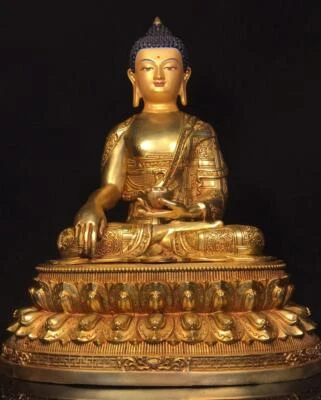 43CM Old Chinese Bronze Gilding Statue Buddha CK599