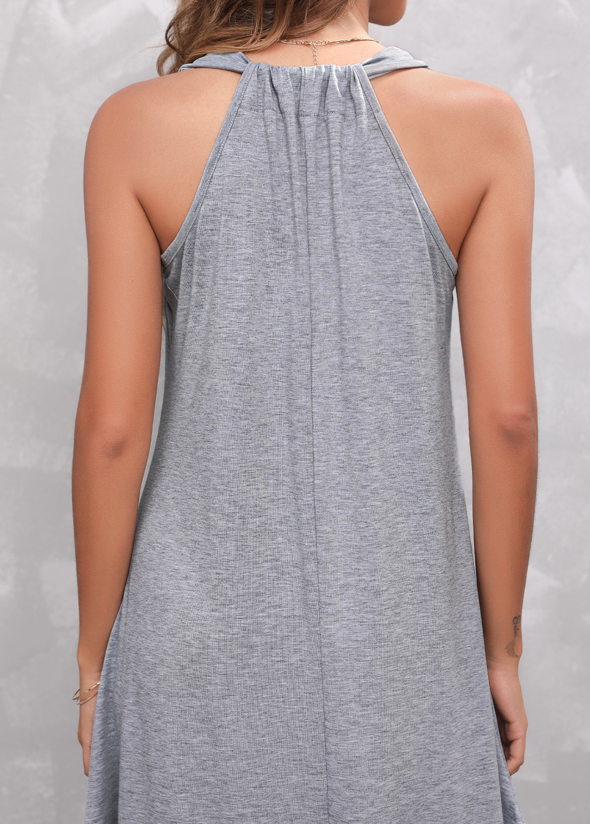 Light Grey Sleeveless Round Neck Dress