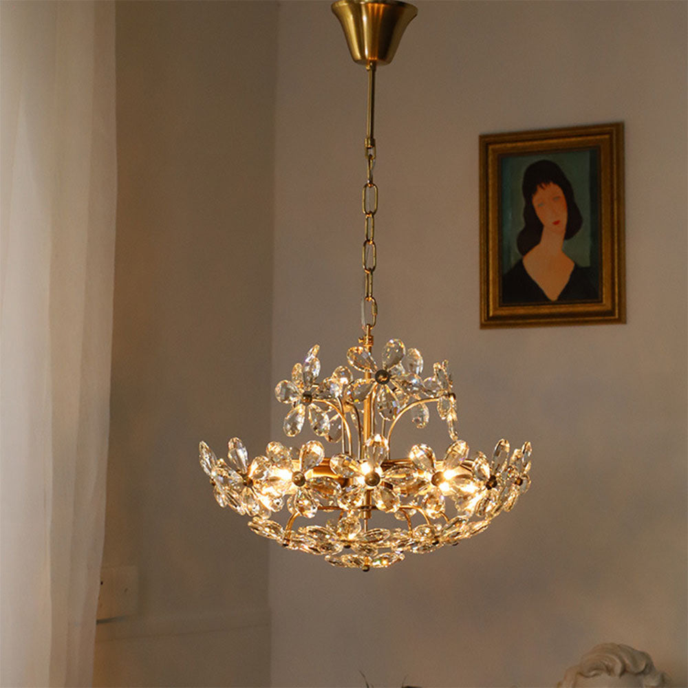 Modern Crystal Bouquet Brass Chandeliers for Dining Room