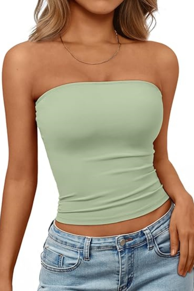 ELOWENA Women's Strapless Bandeau Crop Top