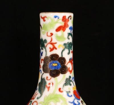 Pair Qianlong Signed Old Chinese Colour Enamel Vase W/dragon N1488