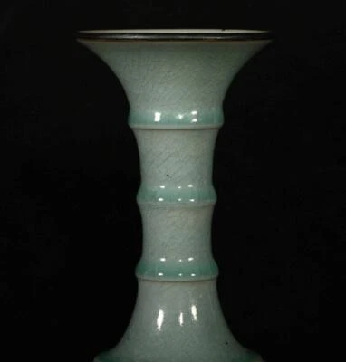 28CM Qinglongsi Signed Old Chinese Ru Yao Ru Kiln Vase w/phoenix N3004