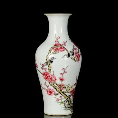Yongzheng Signed Pair Old Chinese Famille Rose Vase W/bird CK22