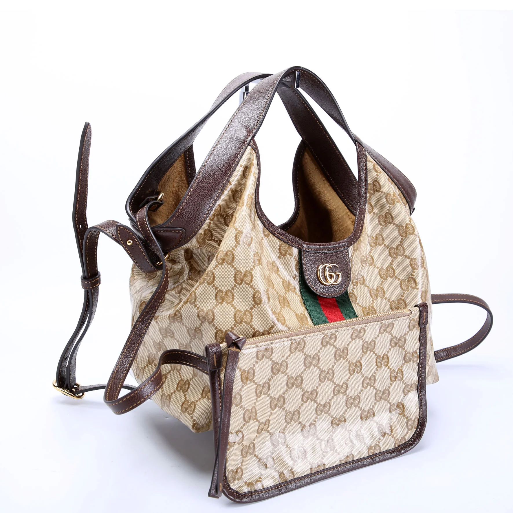 GUCCI 860845 Patent Giglio Small Tote Brown