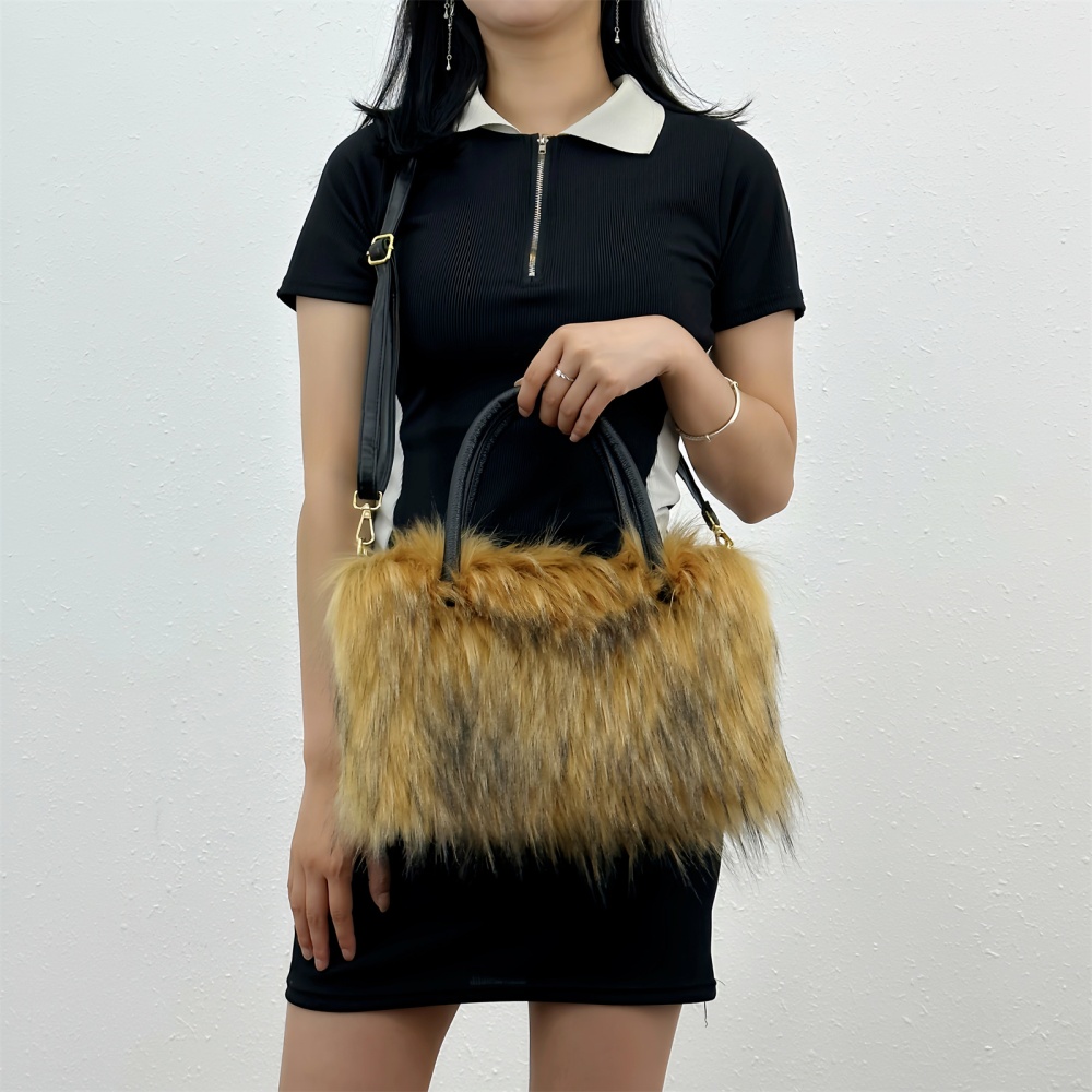 Imitation of raccoon fur messenger bag fur coat