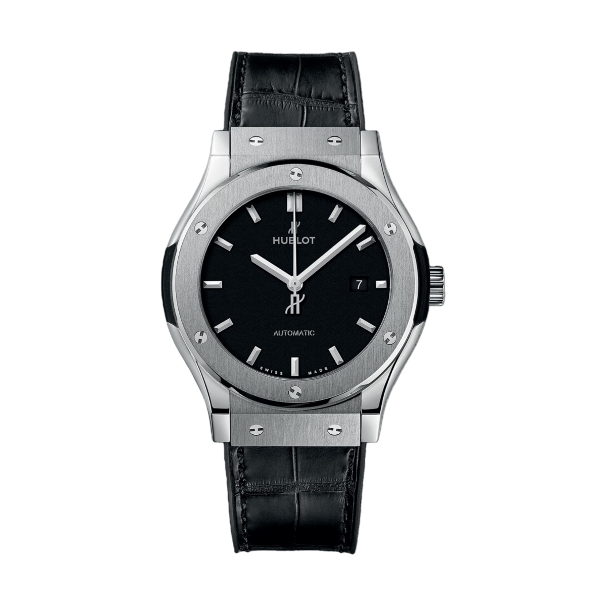 Hublot Classic Fusion 3-Hands Titanium 542.NX.1171.RX 38mm Black Dial Rubber and Alligator Leather Straps 542.NX.1171.LR
