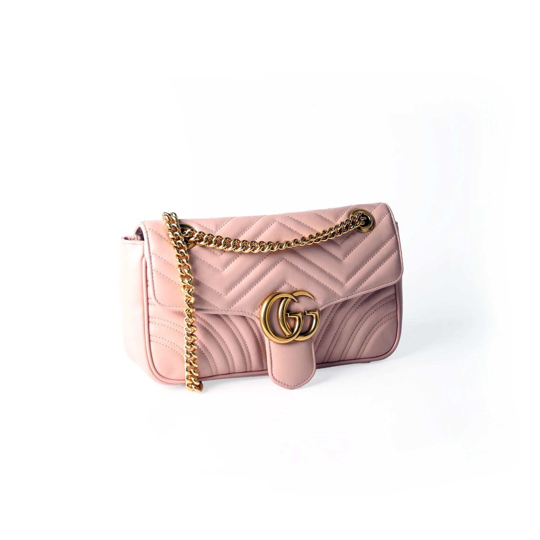 GUCCI 443497 Marmont Leather ShoulderSmall Flap Salmon