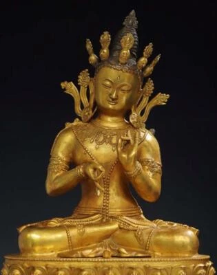 56CM Old Chinese Bronze Statue w/ Buddha N2874