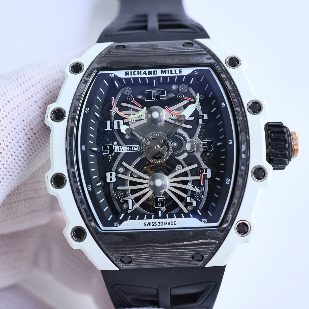 【7A Quality】Replica Richard Mille RM21-02 Watch – Swiss Skeleton Tourbillon, Carbon Case, Sport Style