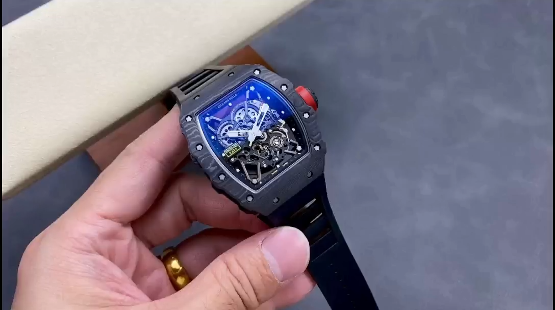 【7A Quality】Richard Mille Rafael Nadal NTPT Carbon RM Black Rubber Strap RM035-02