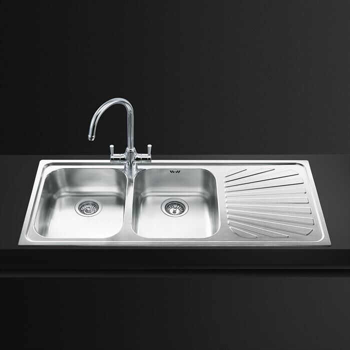 SMEG - Lavello lineare SP116D 2 vasche-Inox