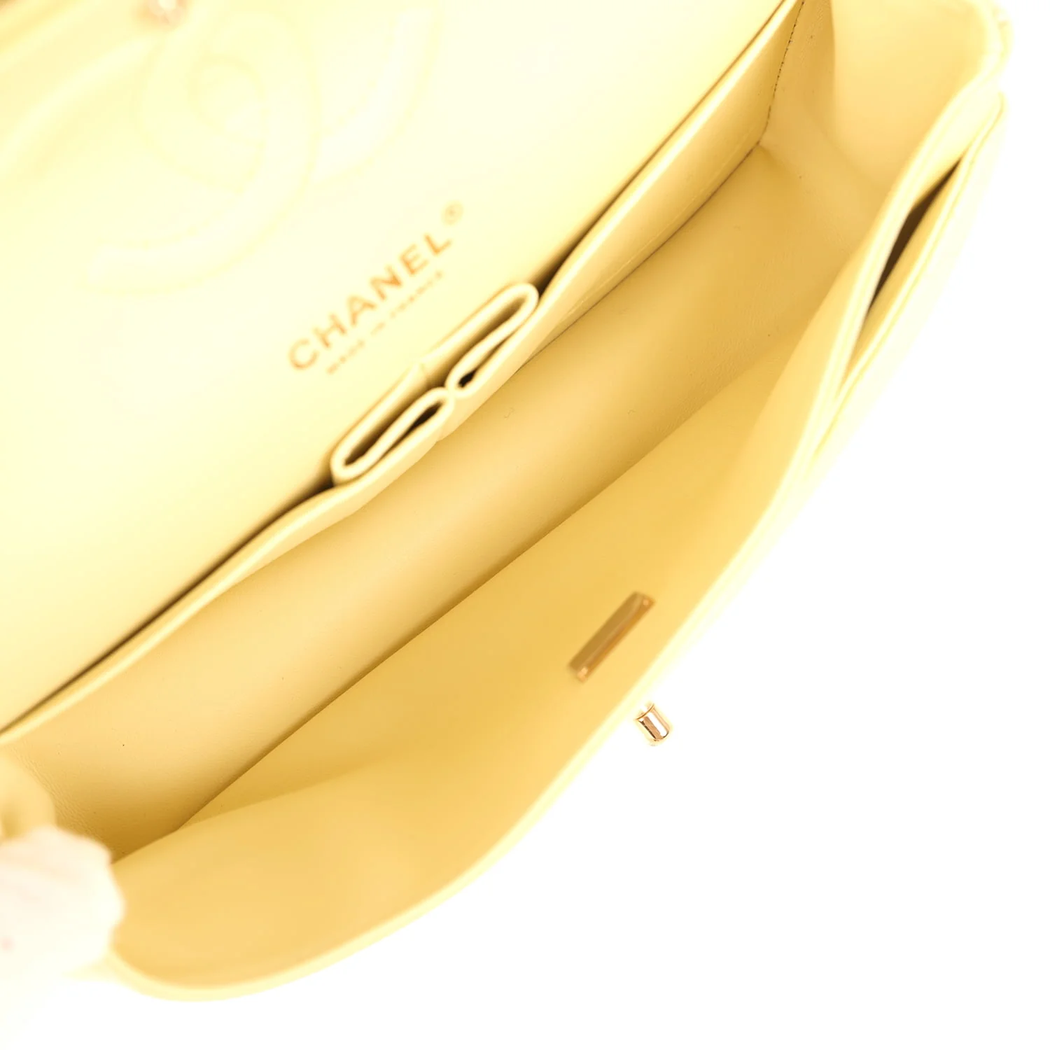 Chanel Medium Classic Double Flap Ombre Yellow Pearly Goatskin Gold Hardware