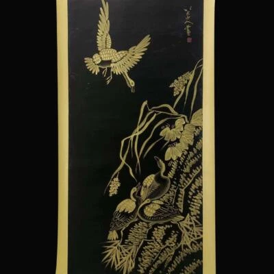 Badashanren Signed Chinese Hand Painted Calligraphy Scroll w/crane N1788