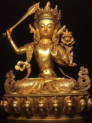 32CM Old Chinese Bronze Gilding Statue Buddha CK588