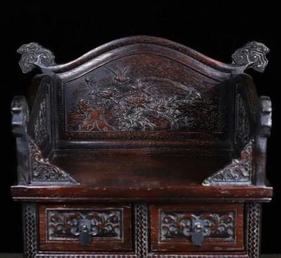 44CM Old Chinese Wood Buddhist Niche w/flower N2200