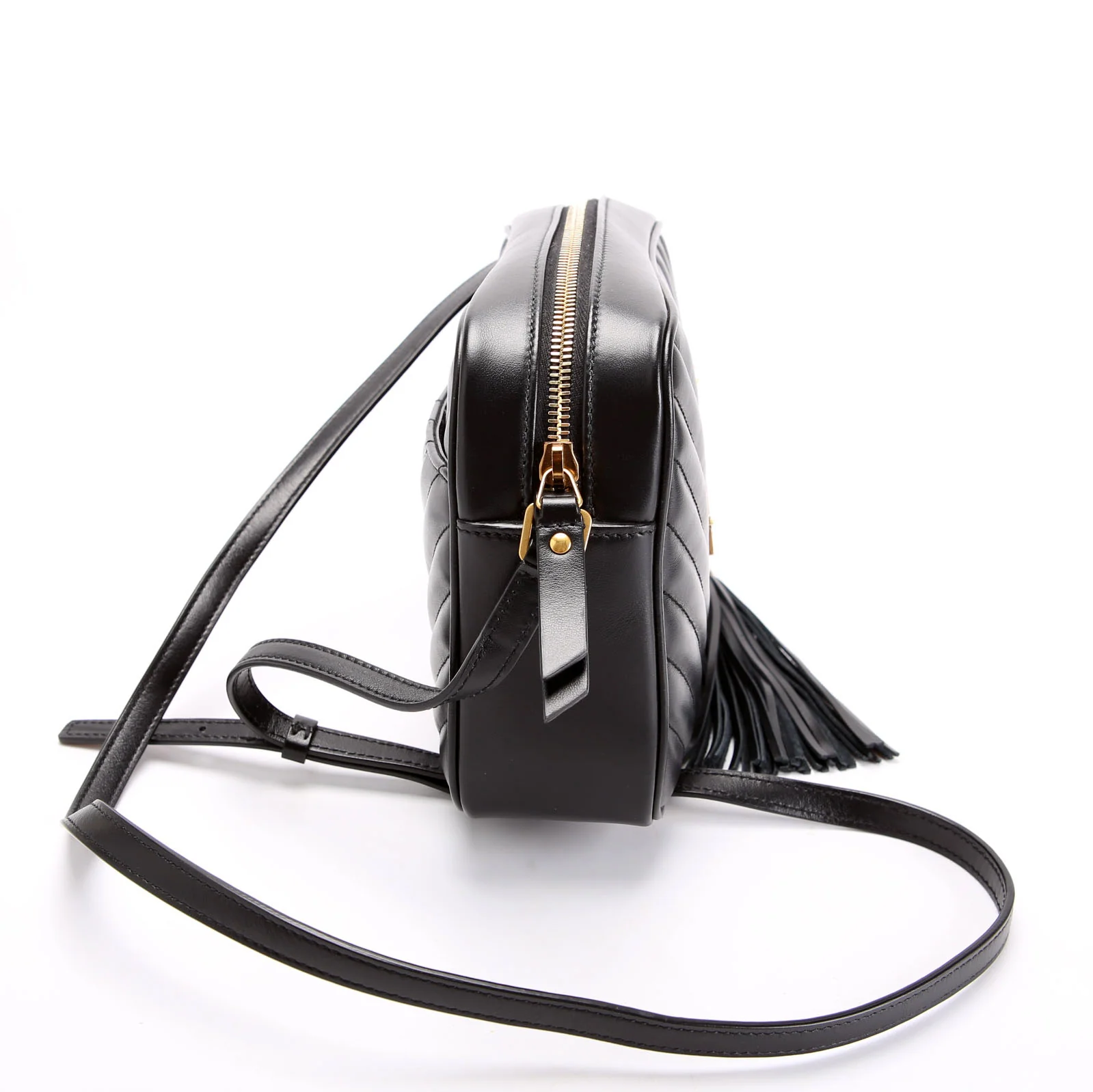SAINT LAURENT Lou Camera Bag Chevron 715232 Black