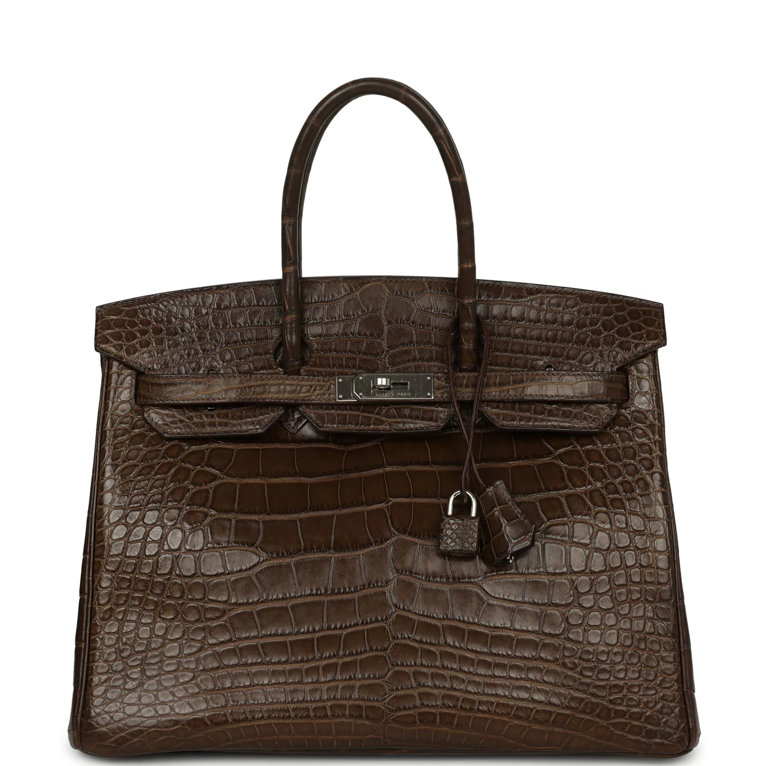 HERMÈS Birkin 35 Gris Elephant Matte Alligator Palladium Hardware