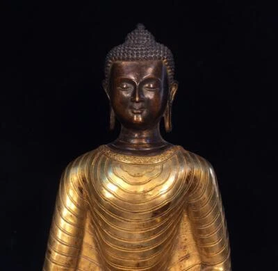 42CM Old Chinese Bronze Gilding Statue Buddha CK408