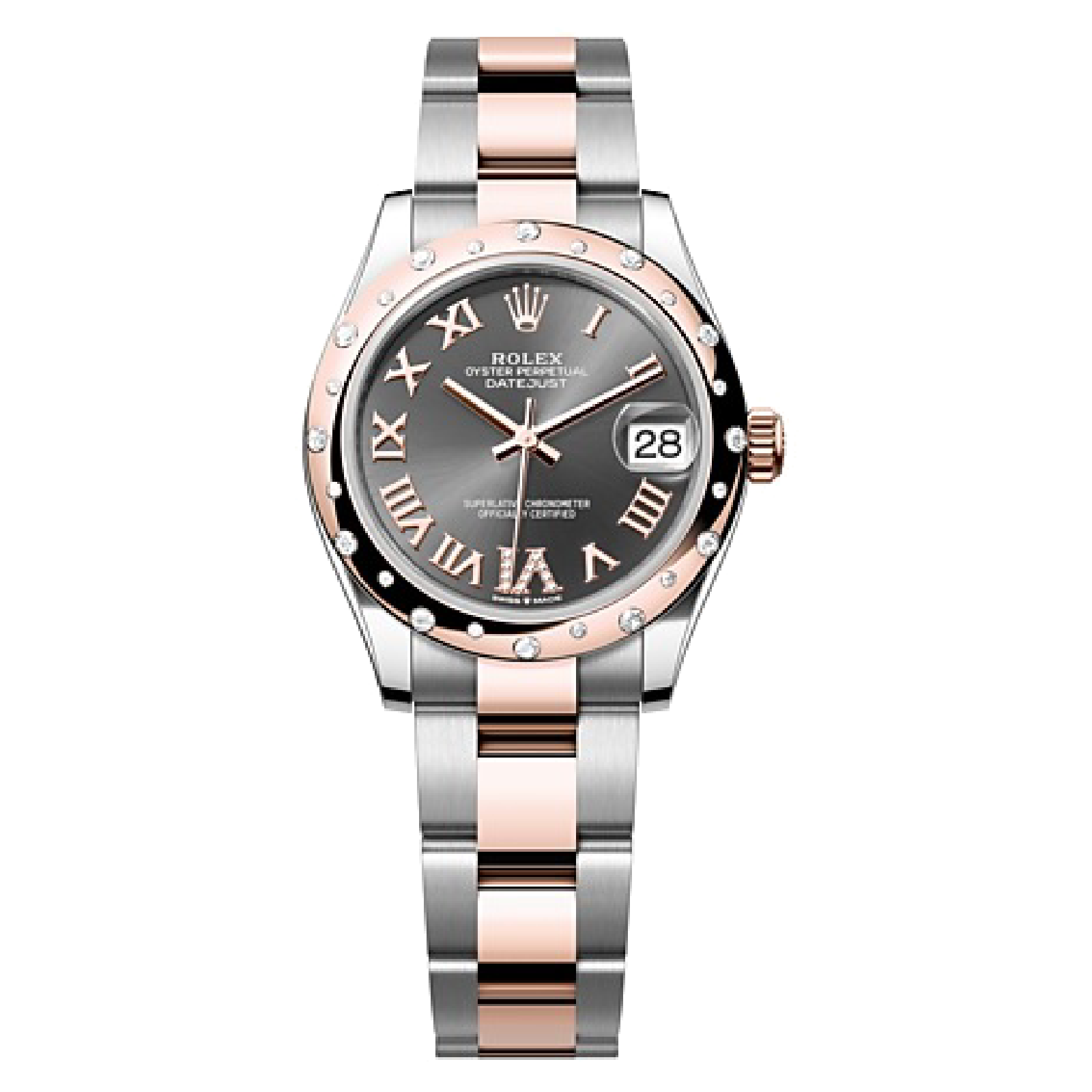 Rolex DATEJUST Oyster, 31 mm, Oystersteel, Everose gold and diamonds M2078341RBR-0029