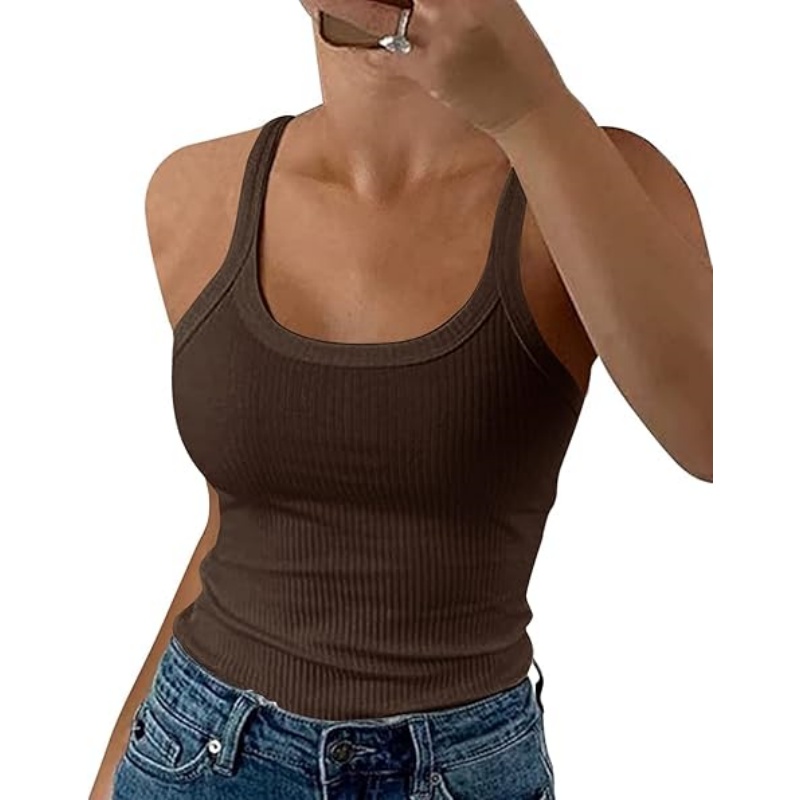 Women Ribbed Spaghetti Strap Camisole Tank Tops