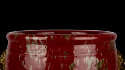 Kangxi Signed Old Chinese Cowpea Red Glaze Pot Jar w/lion N3912