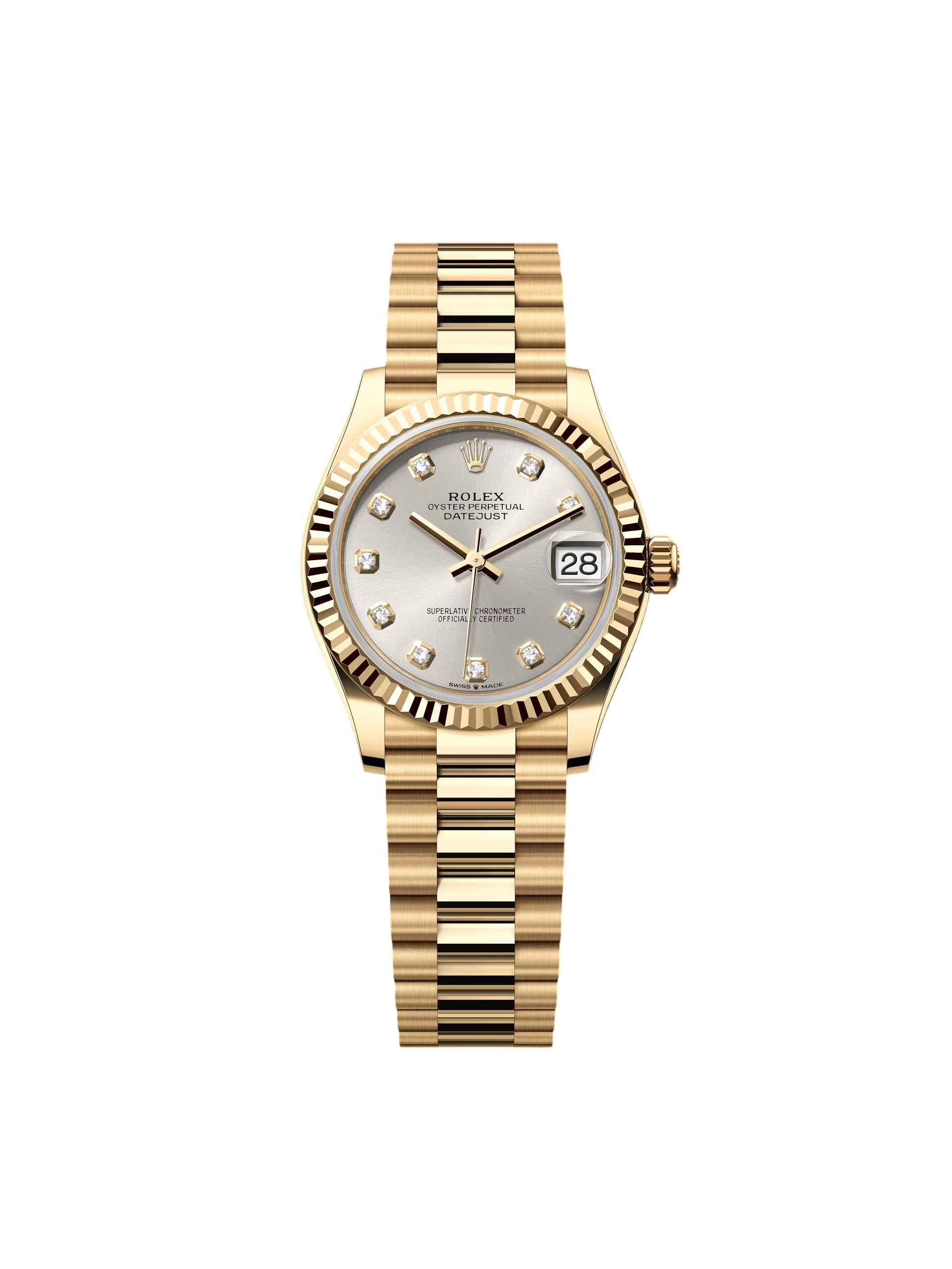 Rolex Datejust m278278-0034 Silver 31mm Dial President Bracelet Watch