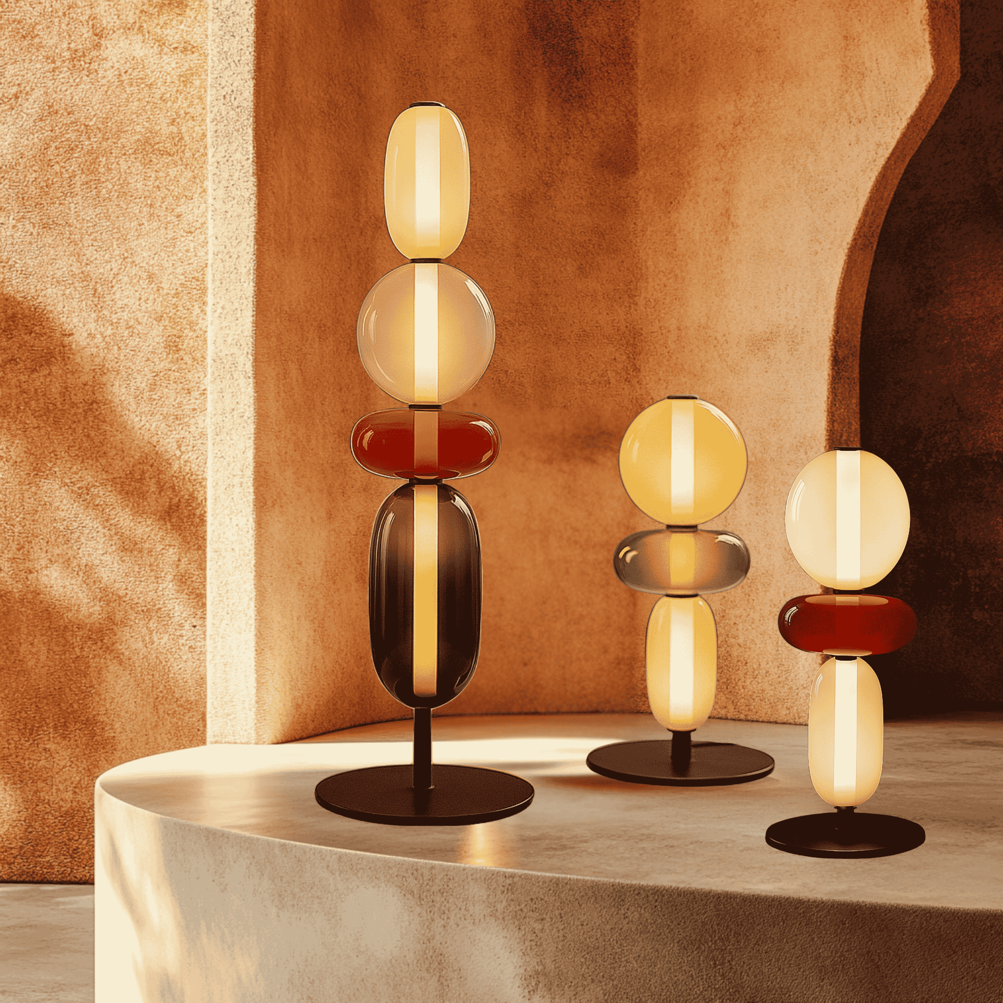 Stained Glass Multi-Head LED Table Lamp