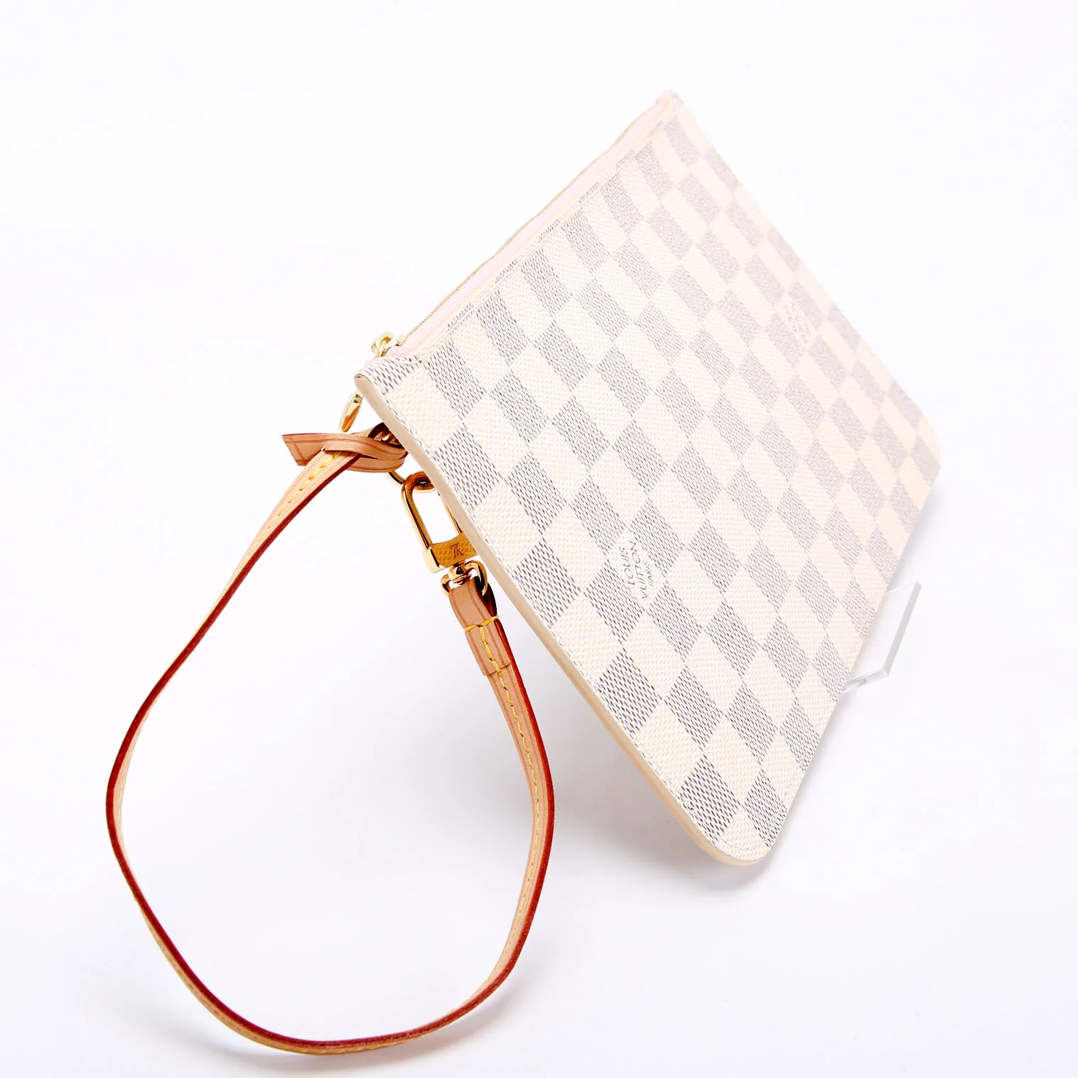 LOUIS VUITTON Pochette Only Damier Azur Neverfull Pink