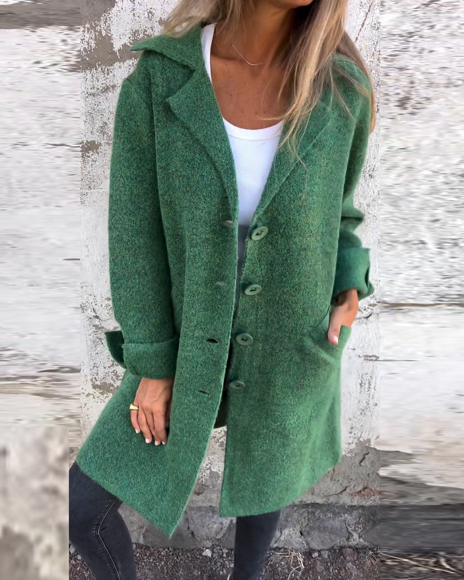🌲 SALE🔥 Casual Lapel Wool Single Breasted Long Coat- 48% OFF