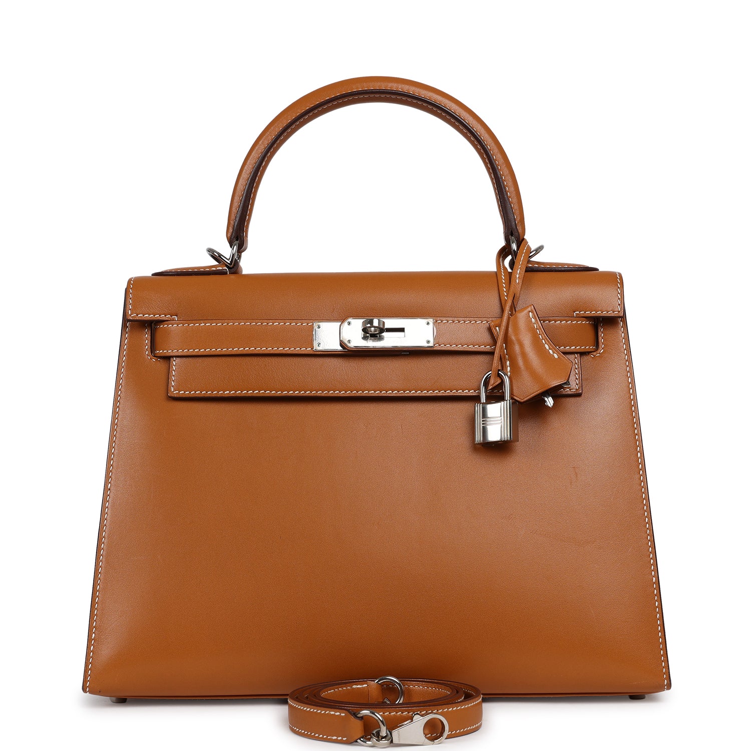 HERMÈS Kelly Sellier 28 Naturel Sable Butler Palladium Hardware