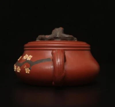 Wang Guowang Signed Old Chinese Handmade Yixing Zisha Teapot w/plum