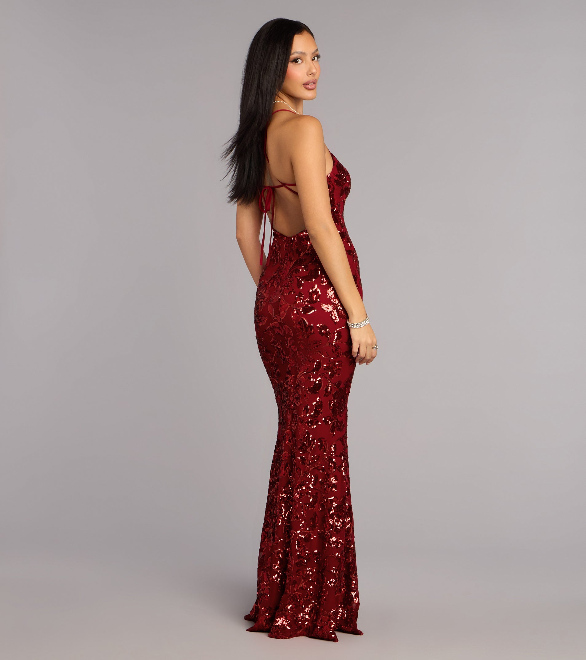 Sequin Strappy Mermaid Formal Dress