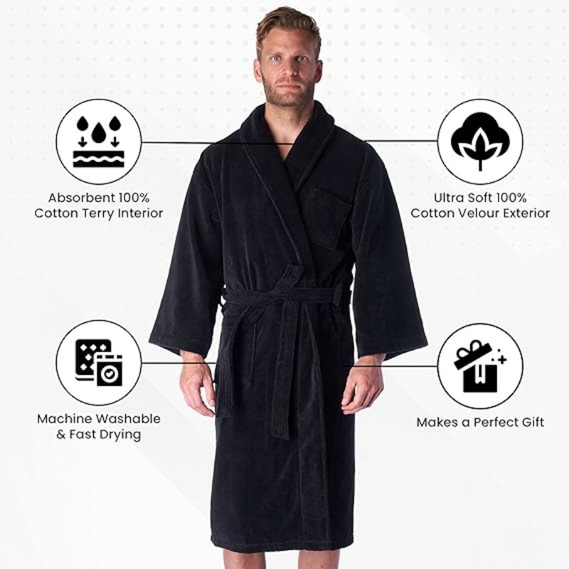 Alpine Swiss Pure Cotton Terry Cloth Men's Bathrobe