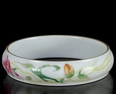 Old Chinese Colour Enamel Bracelet Bangle W/flower N1082