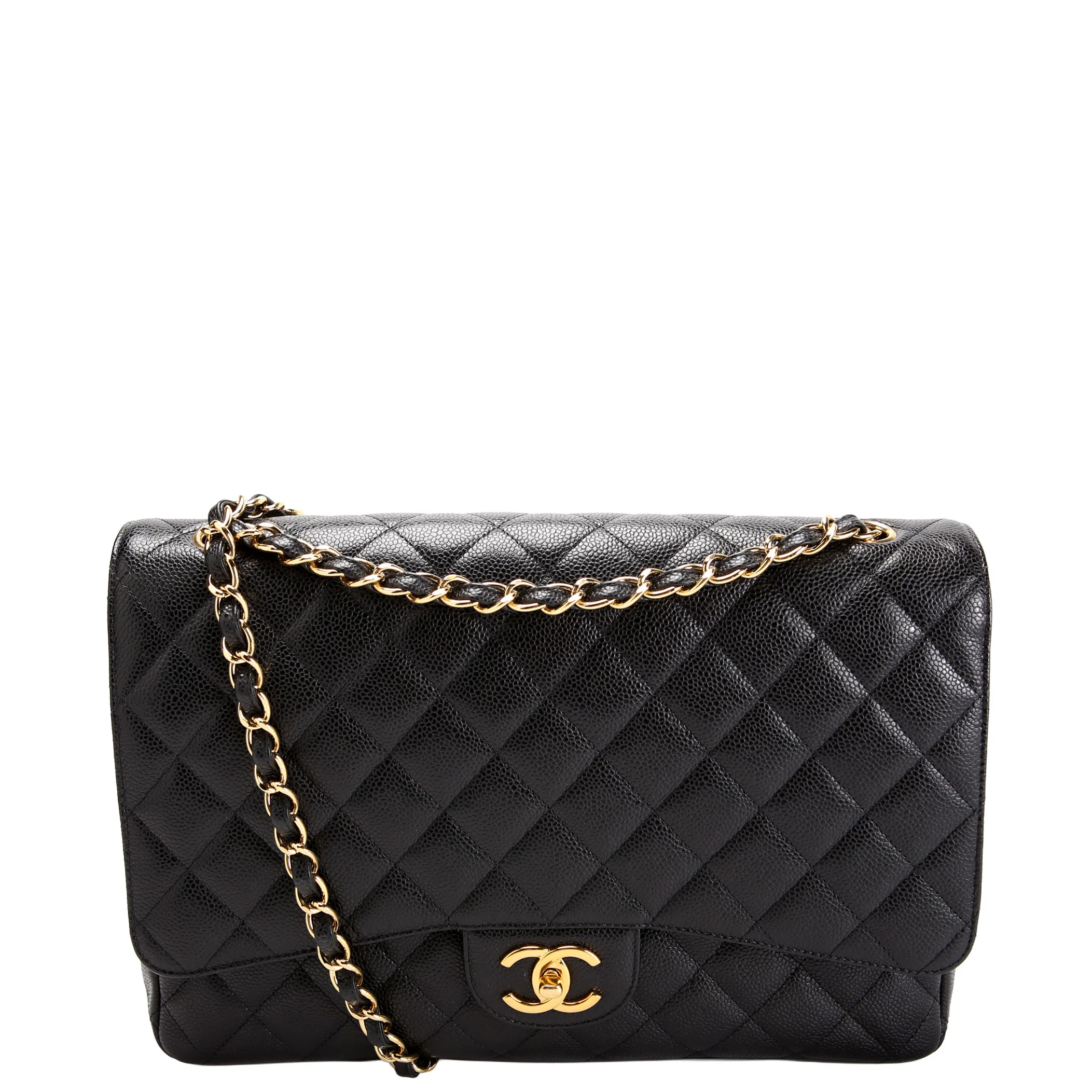 CHANEL Classic Flap Max Caviar 20M Black