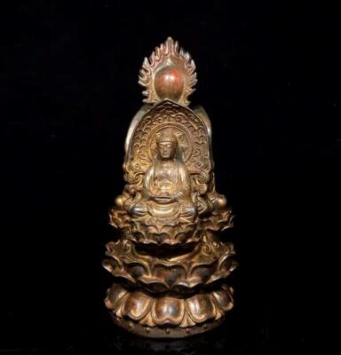23CM Old Chinese Bronze Statue Buddha N1609
