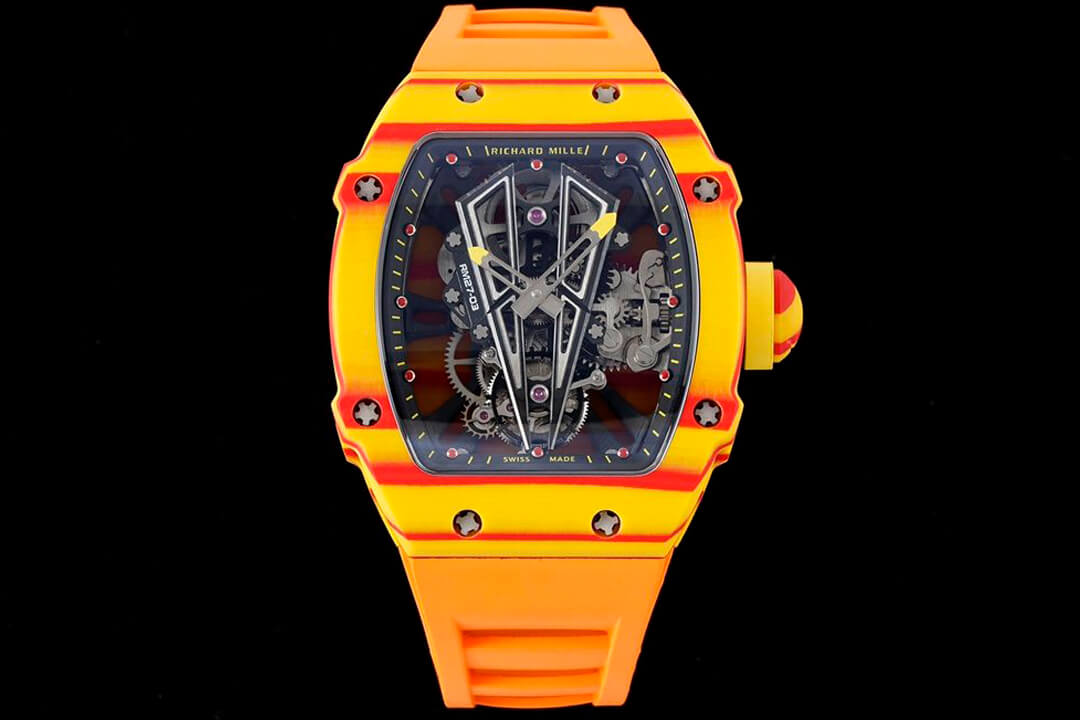 【7A Quality】Richard Mille RM27-03 Rafael Nadal Tourbillon  BesE Dition Yellow Rubber Strap