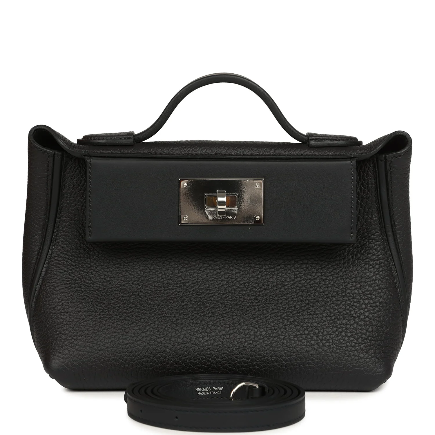 Hermes Mini 24/24 Bag Black Togo, Swift Palladium Hardware
