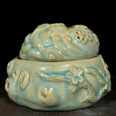 Old Chinese Song Ru Yao Ru Kiln Incense Burner w/fox CK685