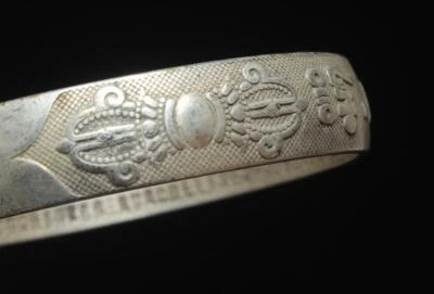 36G Old Chinese Carved Tibet Silver Bangle Bracelet 65MM