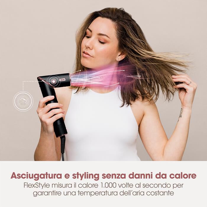 SHARK - Styler e asciugacapelli FLEXSTYLE 3 in 1 HD424EU-nero/oro rosa